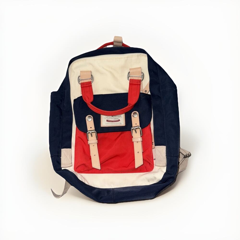Himawari Canvas Backpack Red Navy Cream Laptop Travel School Bag NEW